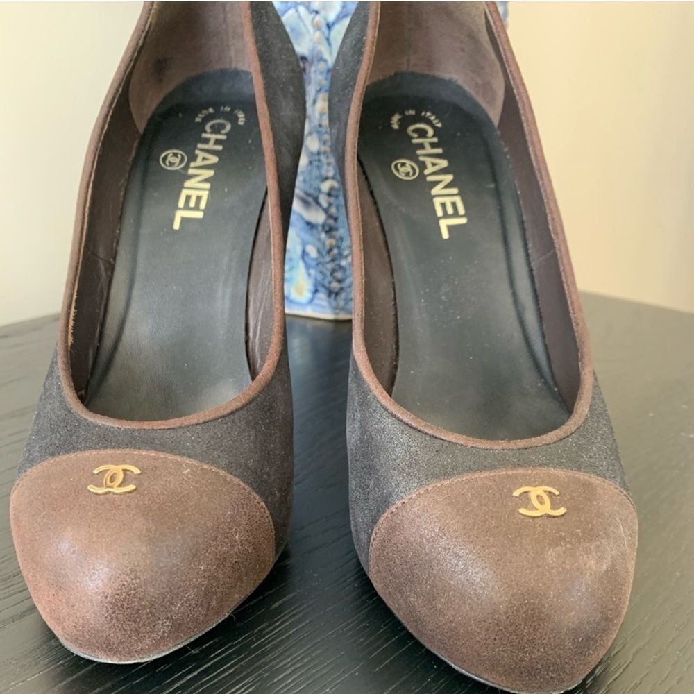 Authentic ICONIC Chanel Chunky Heel Shoes Block Heel Color Block 38.5 - Picture 3 of 11